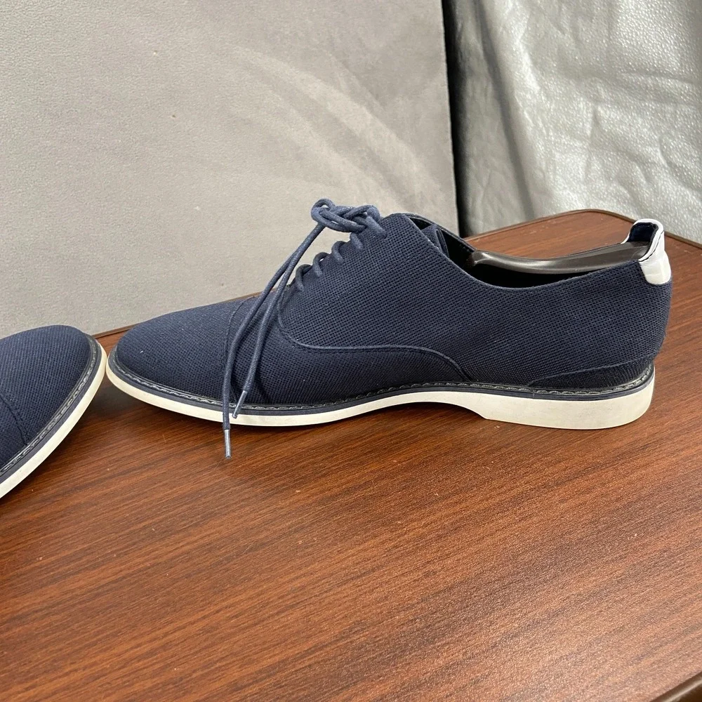 Aldo Nalian Mens US 9.5 Dress Shoes Navy Blue Cap Toe Lace Up Oxford Formal